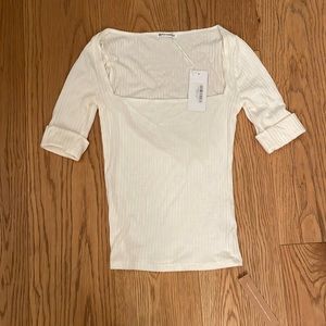 NEW with tags Reformation Leanne cream ribbed square neck knit top